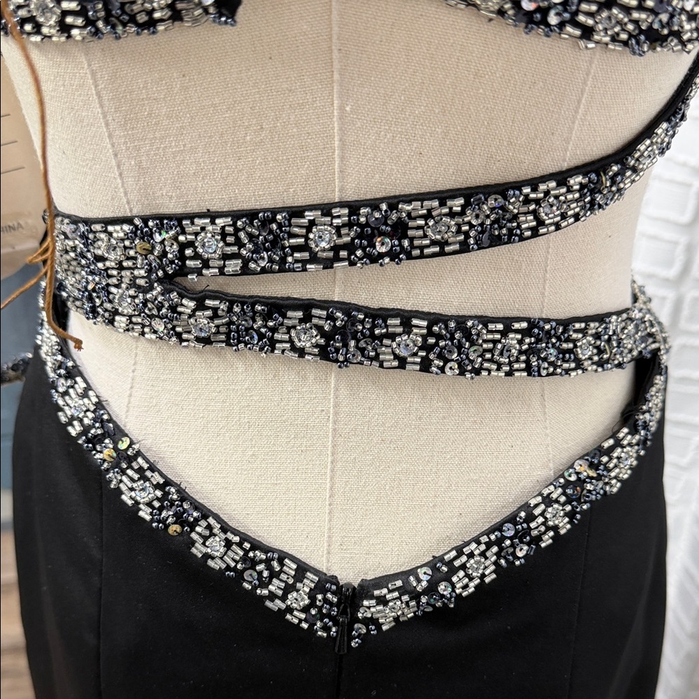 Precious Formals Black and Silver Prom Dress - Picture 9 of 12